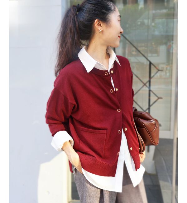  「リングボタンクルーカーディガン」|カーディガン|