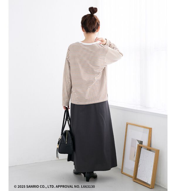  「【HELLO KITTY】Merci刺繍ボーダーロンT」|Tシャツ・カットソー|