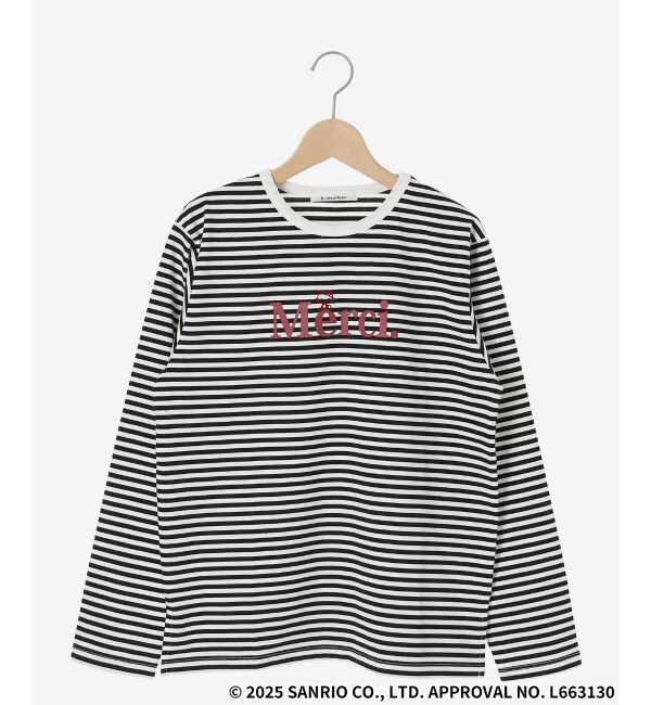  「【HELLO KITTY】Merci刺繍ボーダーロンT」|Tシャツ・カットソー|