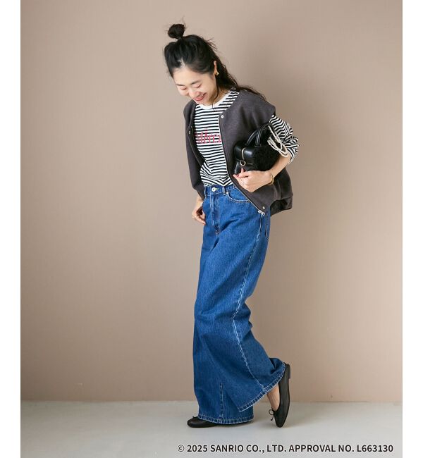  「【HELLO KITTY】Merci刺繍ボーダーロンT」|Tシャツ・カットソー|