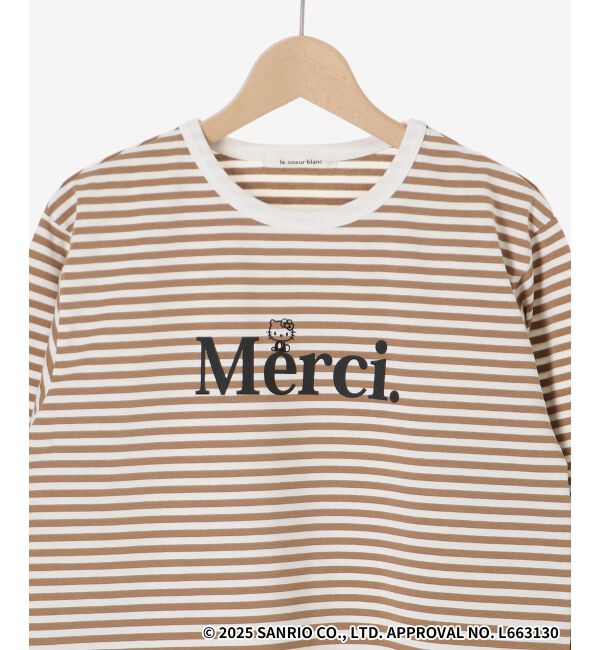  「【HELLO KITTY】Merci刺繍ボーダーロンT」|Tシャツ・カットソー|