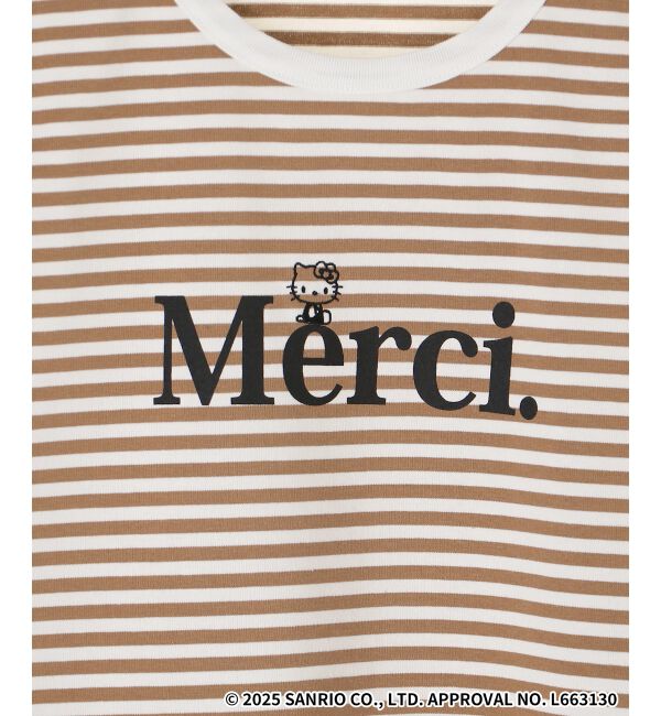  「【HELLO KITTY】Merci刺繍ボーダーロンT」|Tシャツ・カットソー|