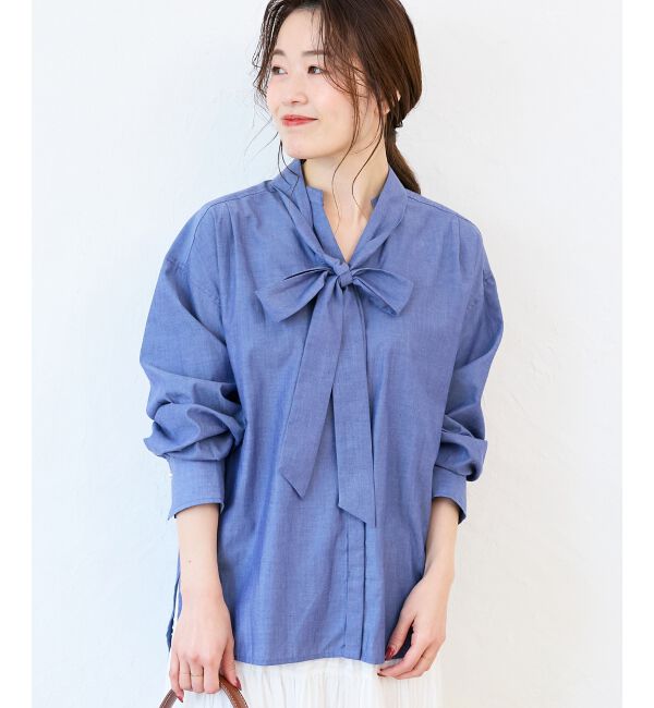  「ボウタイダンガリーシャツ」|シャツ・ブラウス|