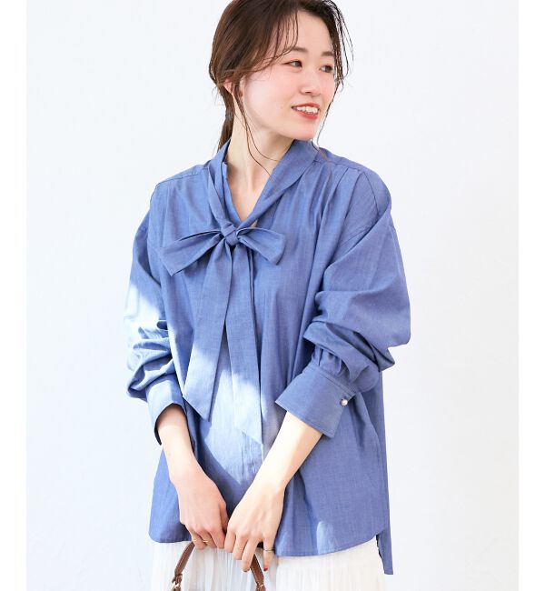 「ボウタイダンガリーシャツ」|シャツ・ブラウス|