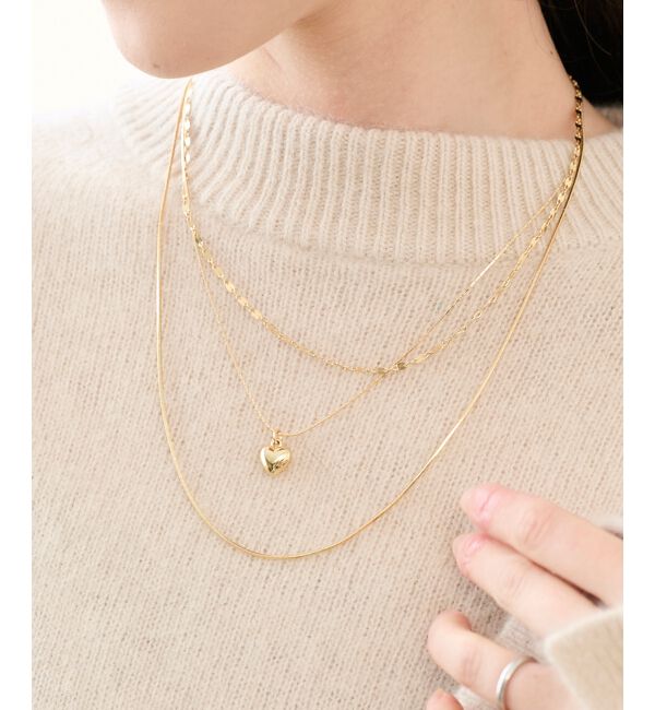  「O ハートチャーム3連ネックレス」|ネックレス|