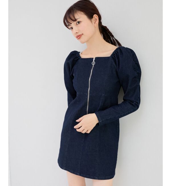 MAJESTICLEGON「フロントジップデニムミニワンピース」|ワンピース|