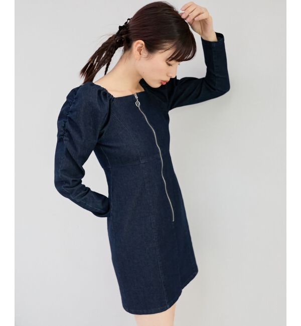 MAJESTICLEGON「フロントジップデニムミニワンピース」|ワンピース|