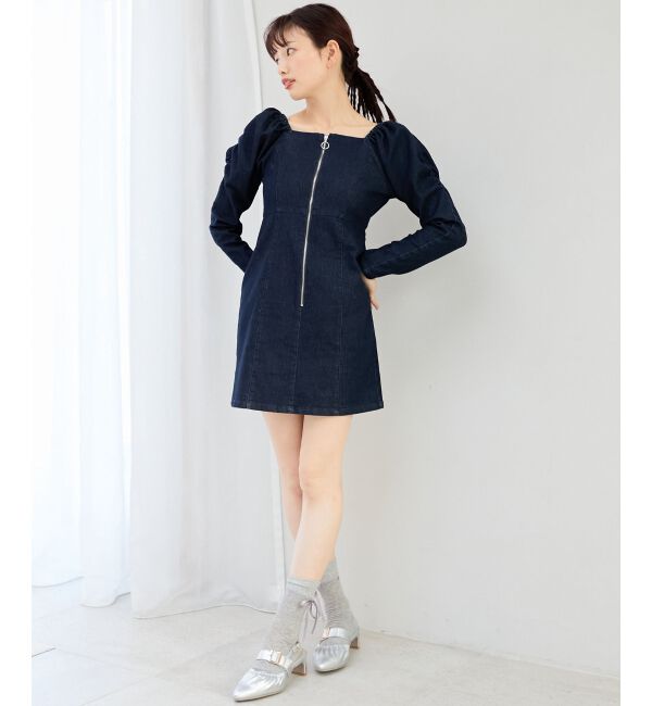 MAJESTICLEGON「フロントジップデニムミニワンピース」|ワンピース|