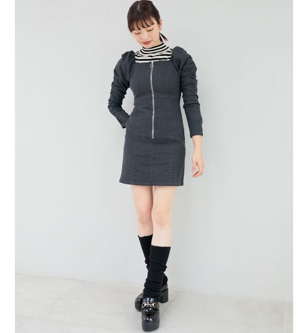 MAJESTICLEGON「フロントジップデニムミニワンピース」|ワンピース|
