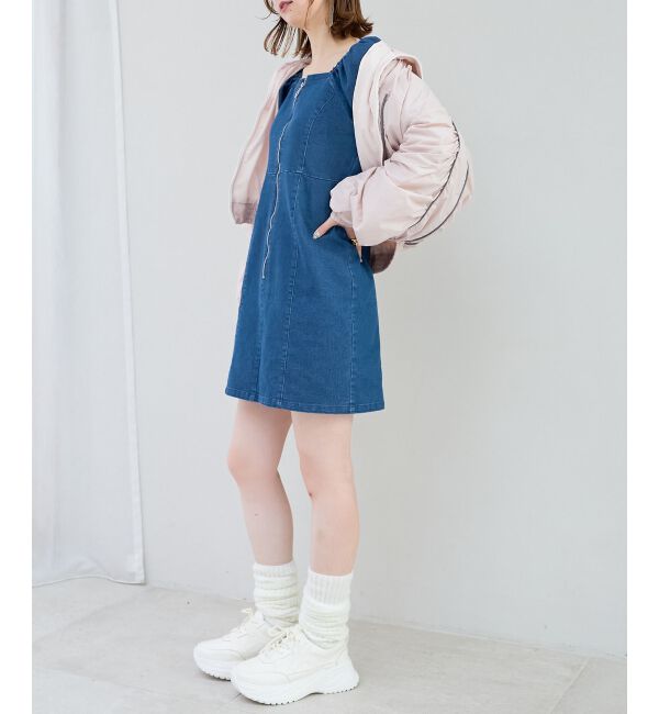 MAJESTICLEGON「フロントジップデニムミニワンピース」|ワンピース|
