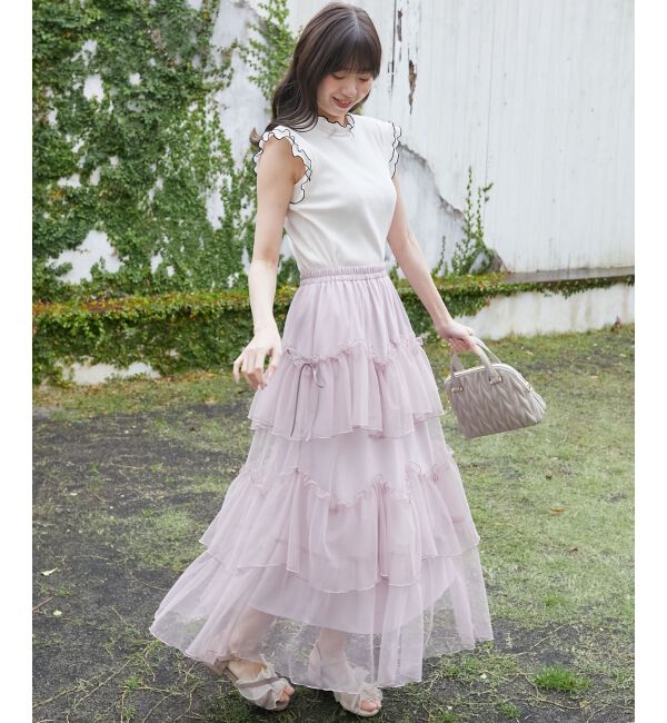  「ノースリフリルメロウリブトップス」|Tシャツ・カットソー|