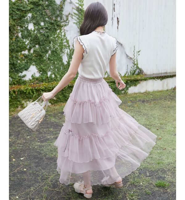  「ノースリフリルメロウリブトップス」|Tシャツ・カットソー|