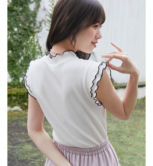  「ノースリフリルメロウリブトップス」|Tシャツ・カットソー|