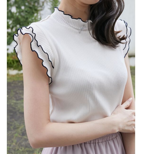  「ノースリフリルメロウリブトップス」|Tシャツ・カットソー|