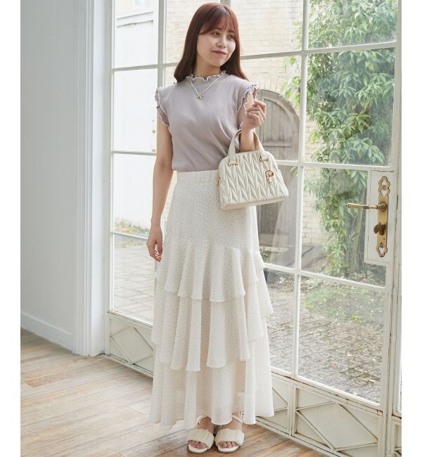  「ノースリフリルメロウリブトップス」|Tシャツ・カットソー|