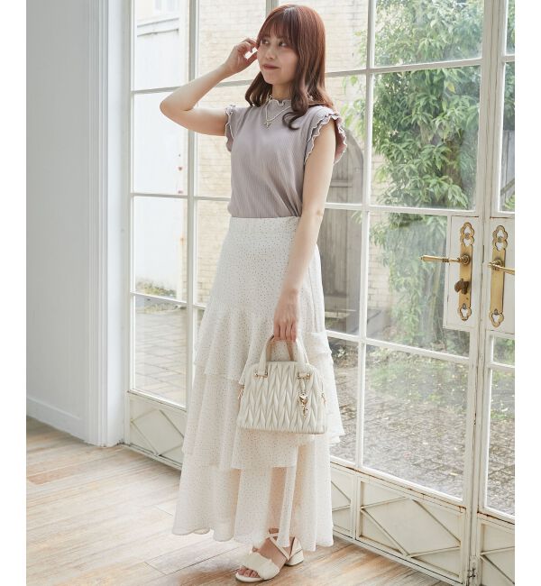  「ノースリフリルメロウリブトップス」|Tシャツ・カットソー|