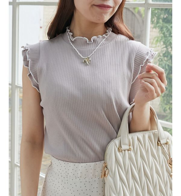  「ノースリフリルメロウリブトップス」|Tシャツ・カットソー|