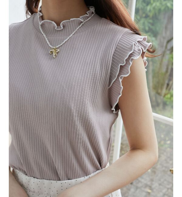  「ノースリフリルメロウリブトップス」|Tシャツ・カットソー|