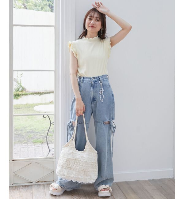  「ノースリフリルメロウリブトップス」|Tシャツ・カットソー|