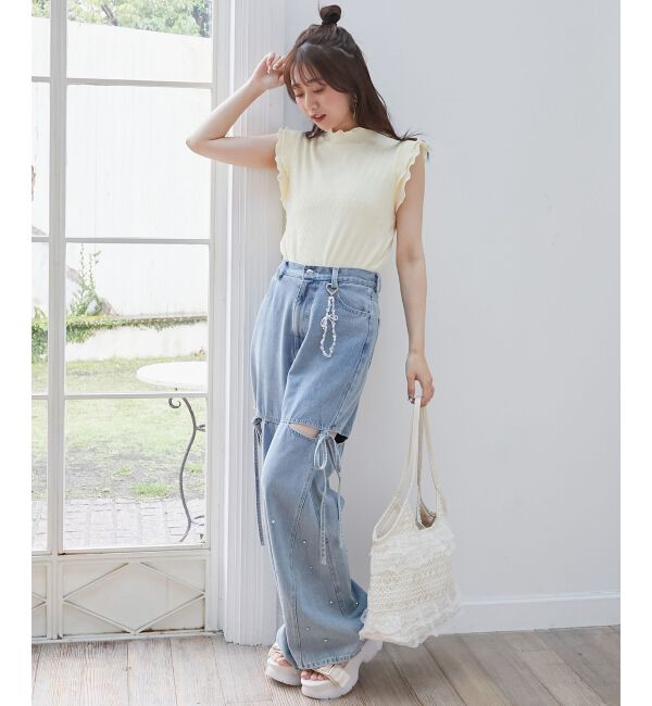  「ノースリフリルメロウリブトップス」|Tシャツ・カットソー|