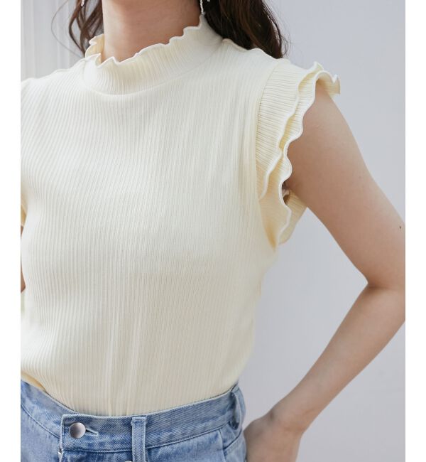  「ノースリフリルメロウリブトップス」|Tシャツ・カットソー|