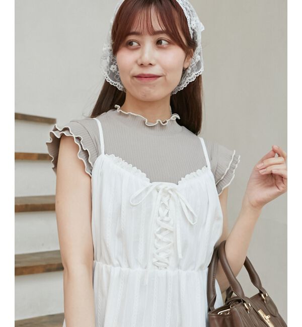  「ノースリフリルメロウリブトップス」|Tシャツ・カットソー|