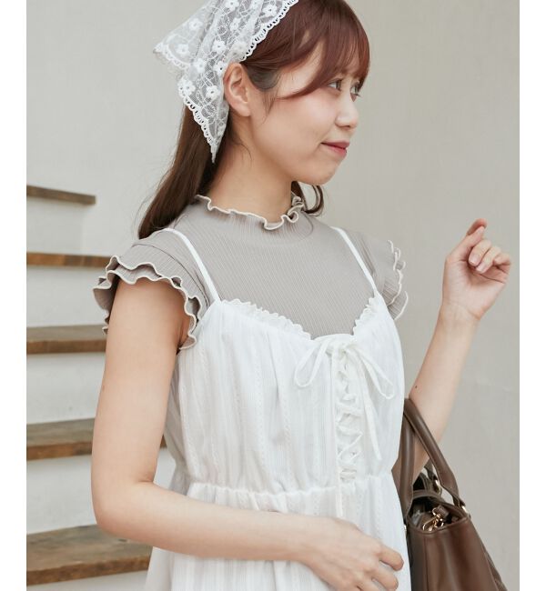  「ノースリフリルメロウリブトップス」|Tシャツ・カットソー|