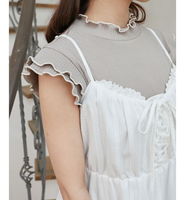  「ノースリフリルメロウリブトップス」|Tシャツ・カットソー|