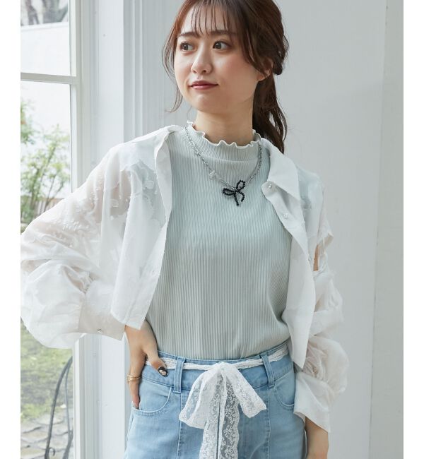  「ノースリフリルメロウリブトップス」|Tシャツ・カットソー|