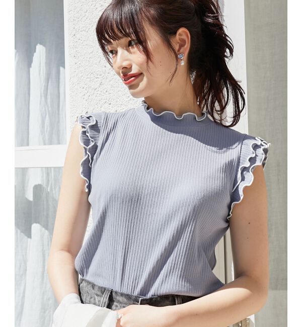  「ノースリフリルメロウリブトップス」|Tシャツ・カットソー|