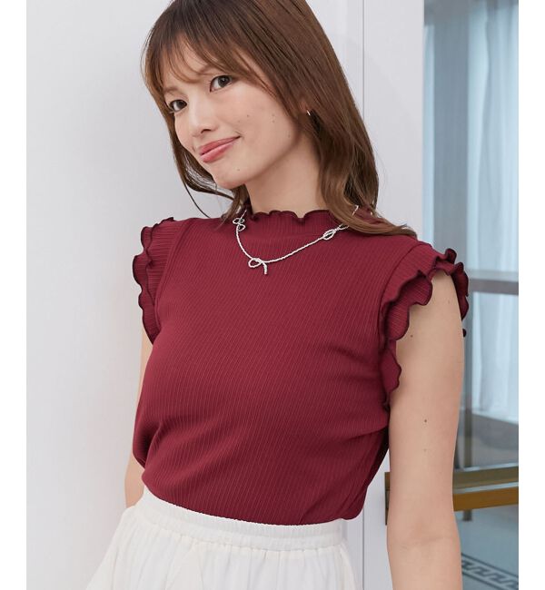  「ノースリフリルメロウリブトップス」|Tシャツ・カットソー|