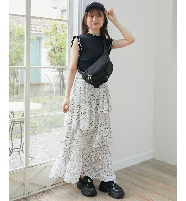  「ノースリフリルメロウリブトップス」|Tシャツ・カットソー|