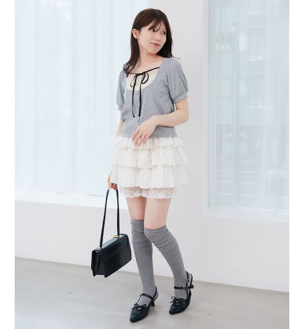  「ギャザードッキングカットトップス」|Tシャツ・カットソー|