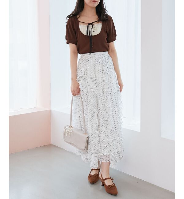  「ギャザードッキングカットトップス」|Tシャツ・カットソー|