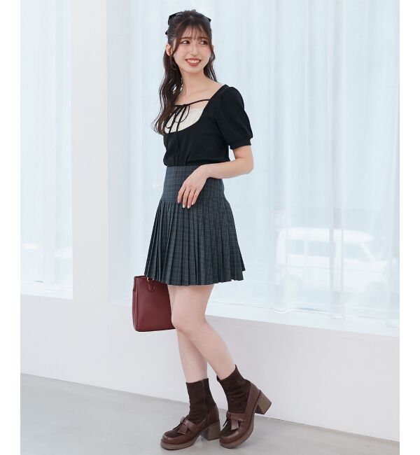  「ギャザードッキングカットトップス」|Tシャツ・カットソー|