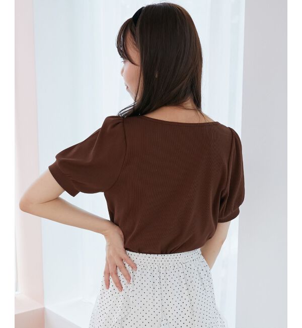  「ギャザードッキングカットトップス」|Tシャツ・カットソー|