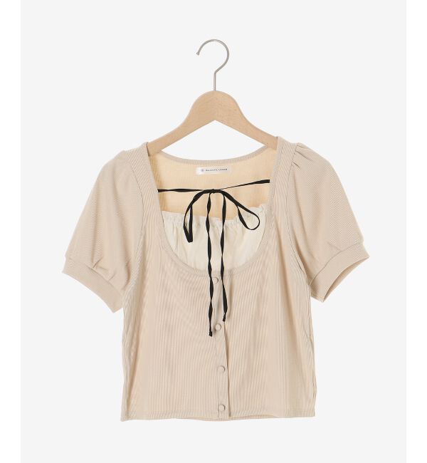  「ギャザードッキングカットトップス」|Tシャツ・カットソー|