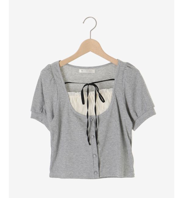  「ギャザードッキングカットトップス」|Tシャツ・カットソー|