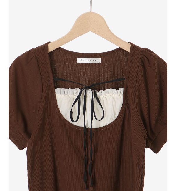  「ギャザードッキングカットトップス」|Tシャツ・カットソー|