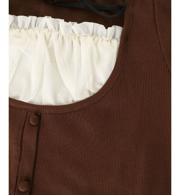  「ギャザードッキングカットトップス」|Tシャツ・カットソー|