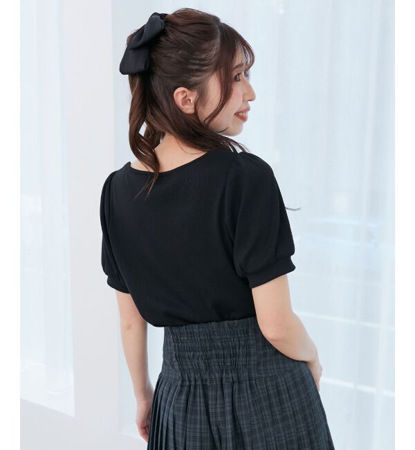  「ギャザードッキングカットトップス」|Tシャツ・カットソー|