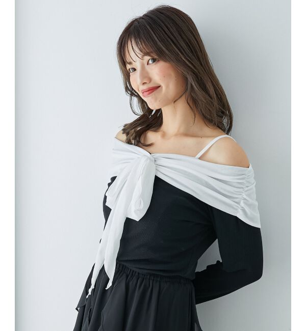  「オフショルリボントップス」|Tシャツ・カットソー|