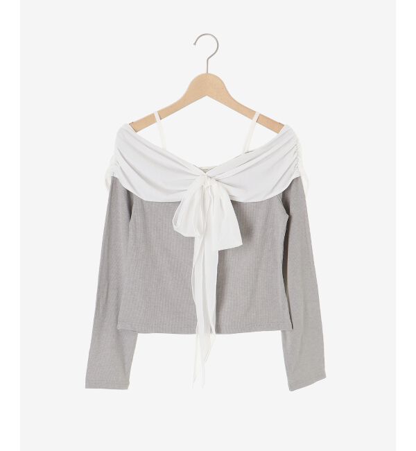  「オフショルリボントップス」|Tシャツ・カットソー|