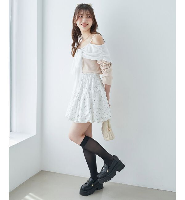  「オフショルリボントップス」|Tシャツ・カットソー|