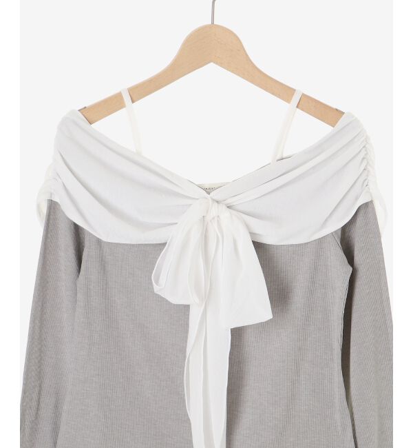  「オフショルリボントップス」|Tシャツ・カットソー|