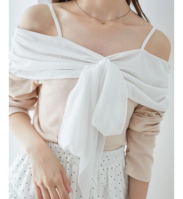  「オフショルリボントップス」|Tシャツ・カットソー|