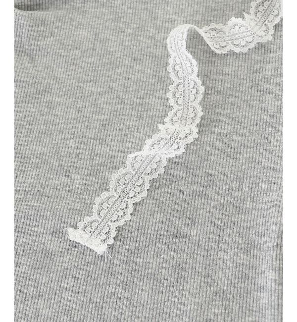  「肩リボンレースドッキングトップス」|Tシャツ・カットソー|