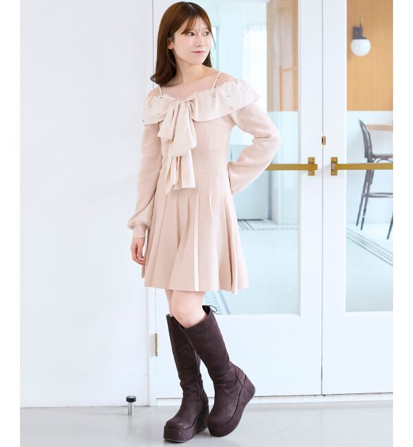  「バックリボン厚底ロングブーツ」|ロングブーツ|