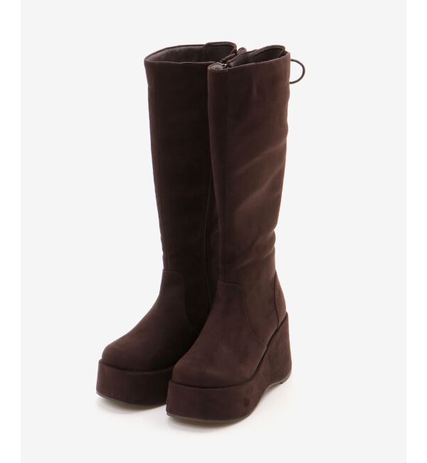  「バックリボン厚底ロングブーツ」|ロングブーツ|