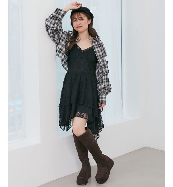  「バックリボン厚底ロングブーツ」|ロングブーツ|